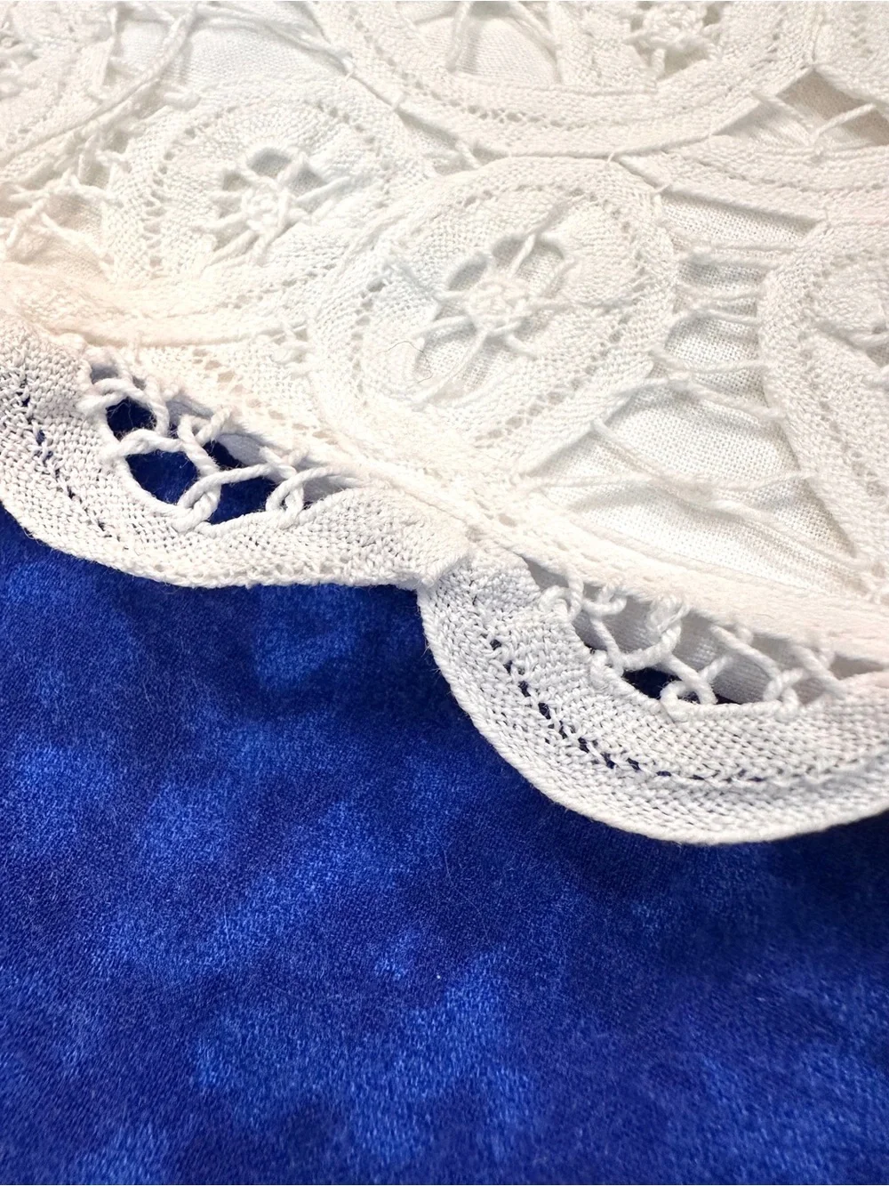 VTG Battenburg Lace Pillow Sham Cotton White 17x17 French Country Cottagecore